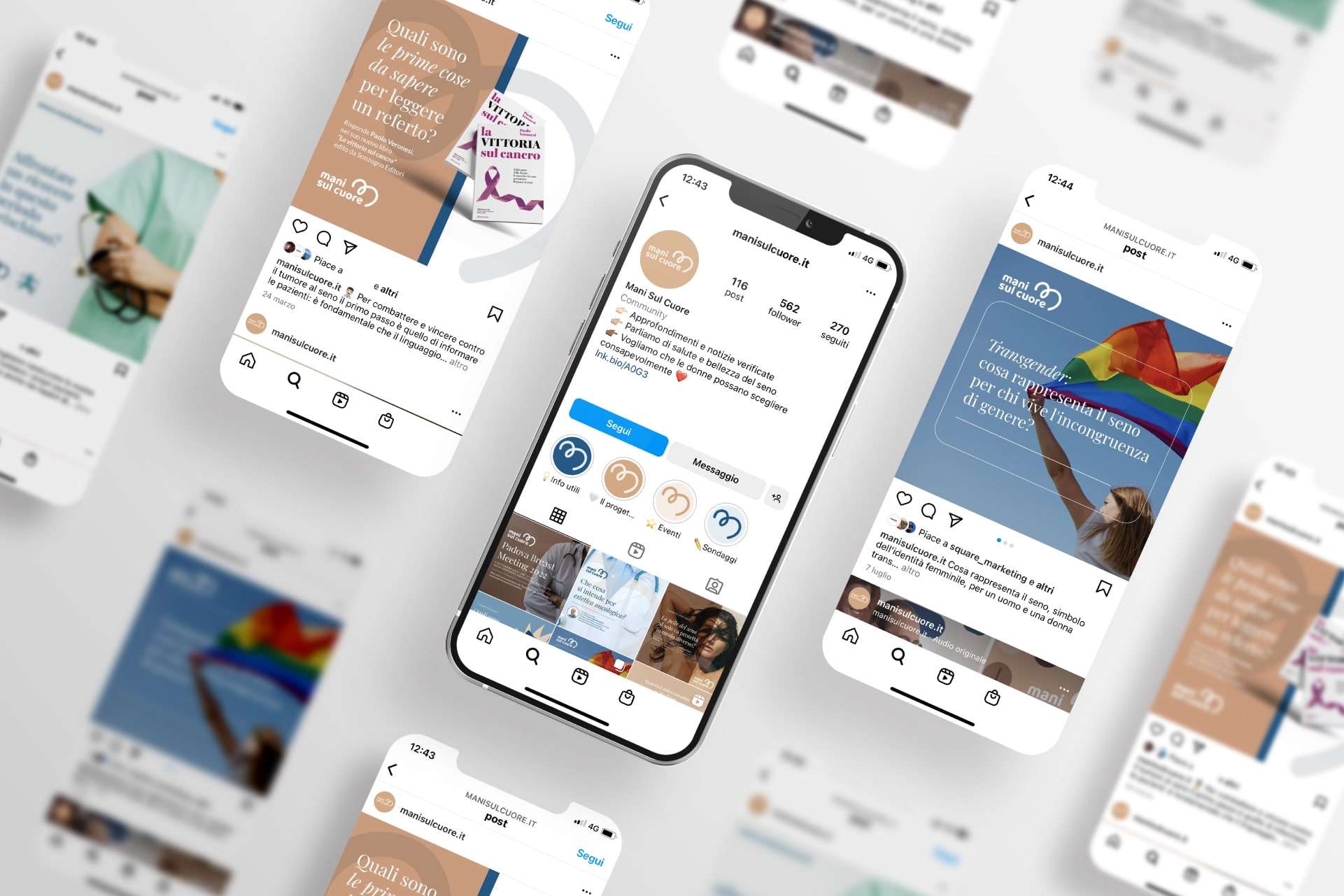 Mockup instagram mobile Mani sul Cuore