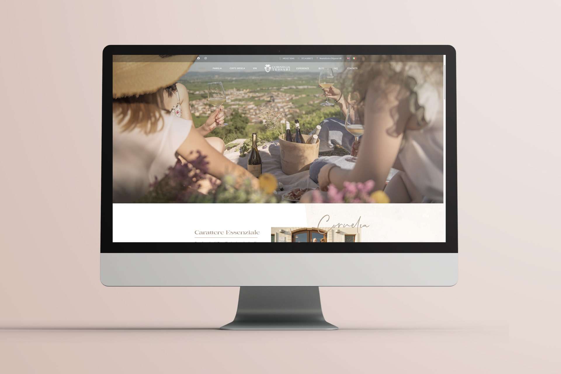 Mockup sito fisso Cantina Tessari