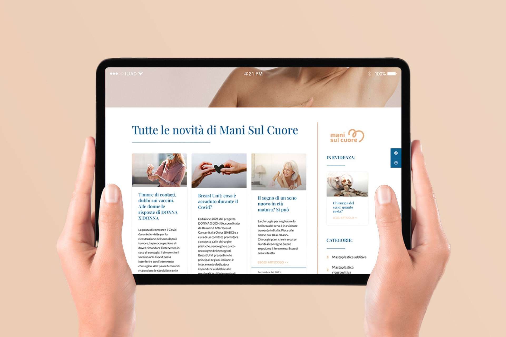 Mocku tablet Mani sul Cuore